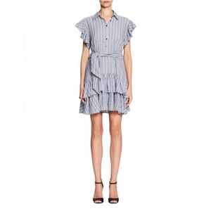 Rebecca Taylor $354 Retail Yarn Dyed Striped Dress in Blue/Milk Size US 4